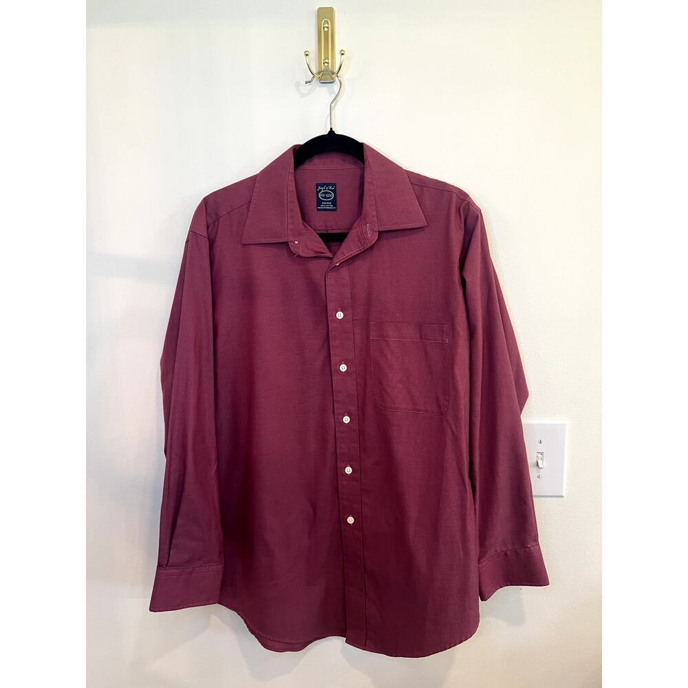 Joseph & Feiss Men’s Non Iron Dress Shirt 15.5 32/33 Burgundy Cotton Button Down